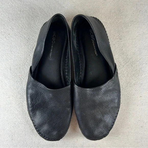 BCBGeneration Women’s 7 Black Leather Ballet Flats/Driving Mocs - Picture 4 of 11
